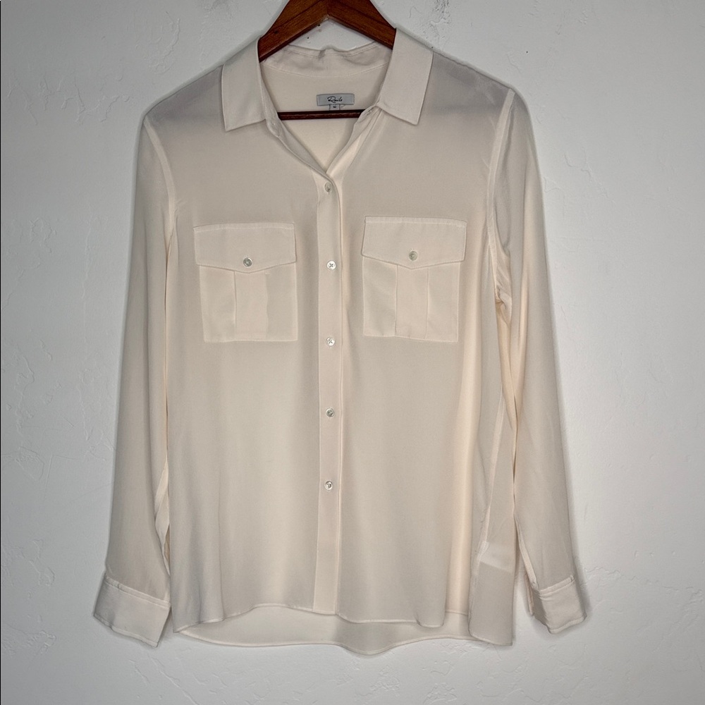 Rails Rhett Python Silk Button Front Shirt White Size Medium - Picture 4 of 7